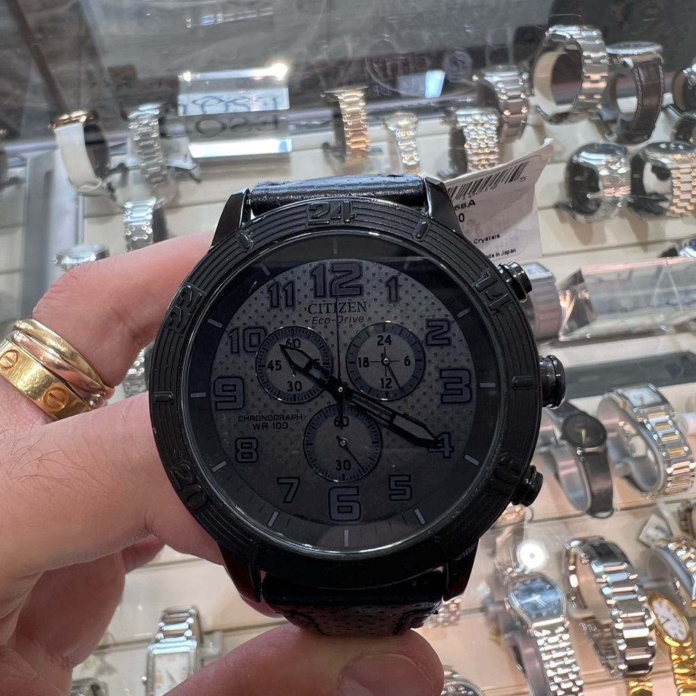 Citizen Men’s Watch Monotone Black on Black Eco-Drive Black Chronograph Watch